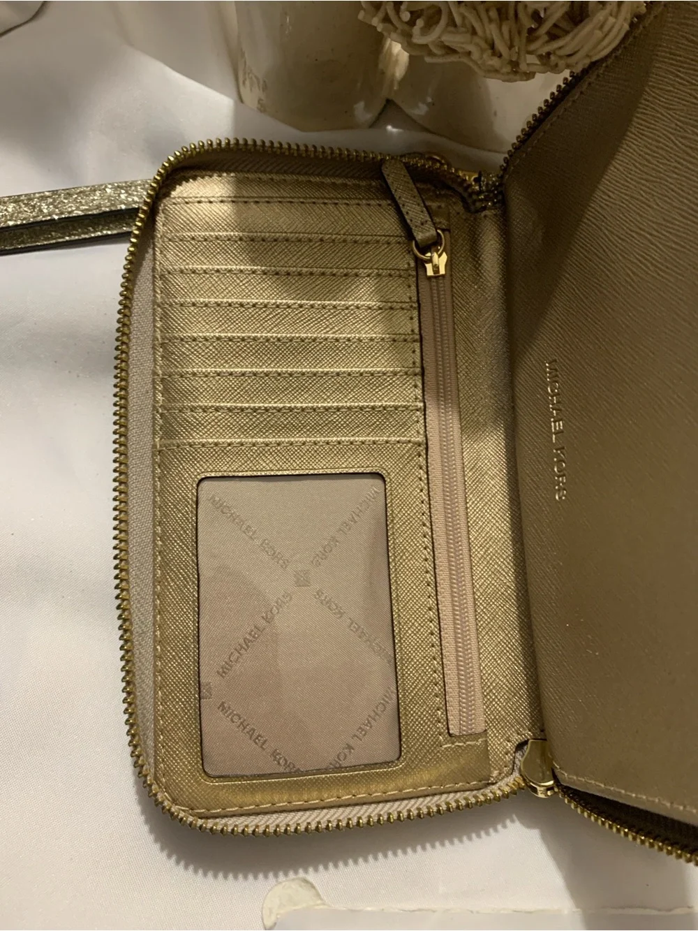 Michael Kors Glitter Gold Wristlet Clutch